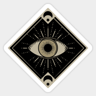 Esoteric eye and moons on black Sticker